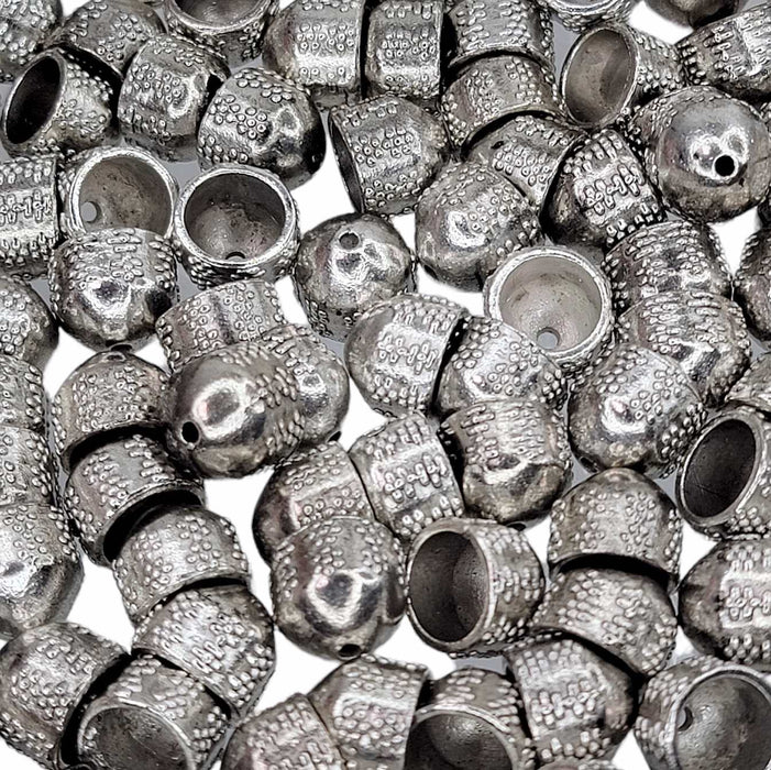 12x10mm Antique Silver Alloy Metal Beads, Tassel Caps, Bead Caps or Cones  Jewelry Components - Qty 4 (MB430) freeshipping - Beads and Babble