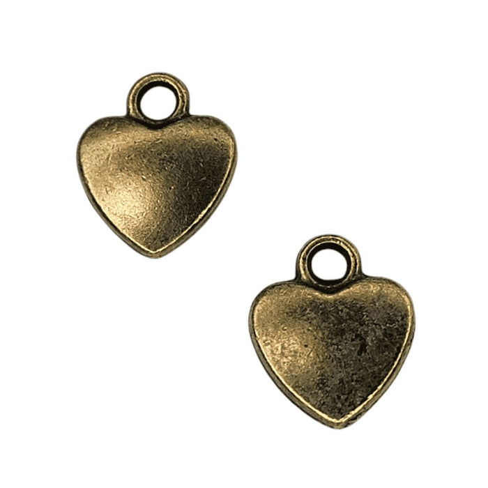 12x10x2.5mm Gold Alloy Metal Heart Charm - Qty 10 (MB392) freeshipping -  Beads and Babble