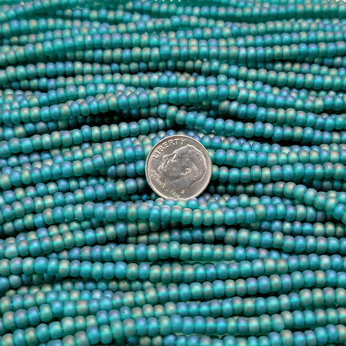 Thebeadchest Teal Matte Glass Seed Beads (3mm) - 24 inch Strand of Quality Glass Beads, Adult Unisex, Size: 3 mm, Blue