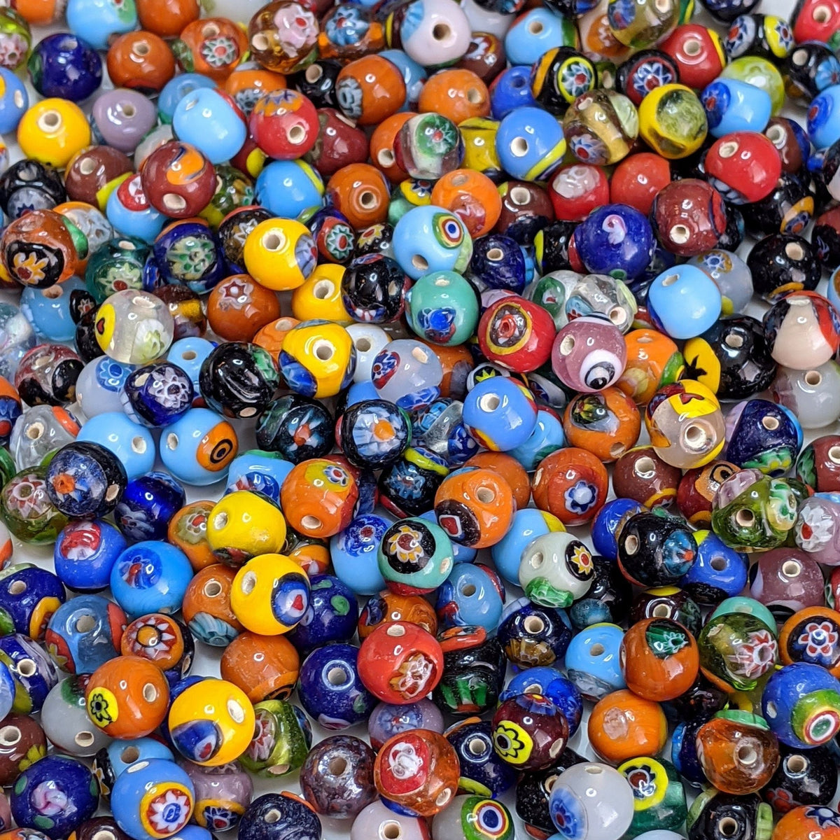19 Mixed Color Lampwork Glass Beads - 8mm to 17mm Mixed Beads