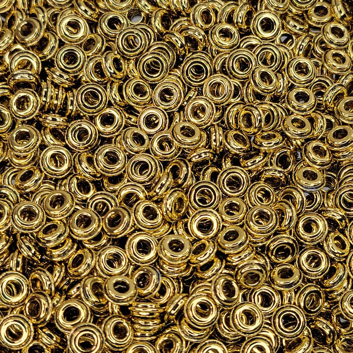 Large 2.5mm Hole 6x2mm Antique Gold Alloy Metal Smooth Heishi Spacer Beads  - Qty 20 (MB412) freeshipping - Beads and Babble